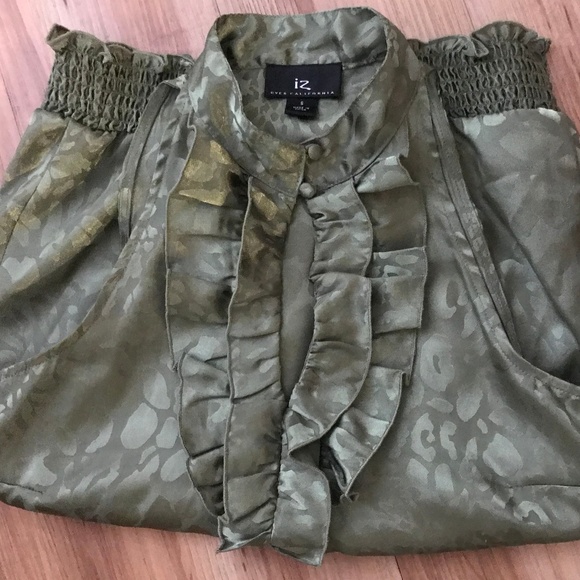 Byer California Leopard Ruffled Halter Top S Green - Picture 4 of 5